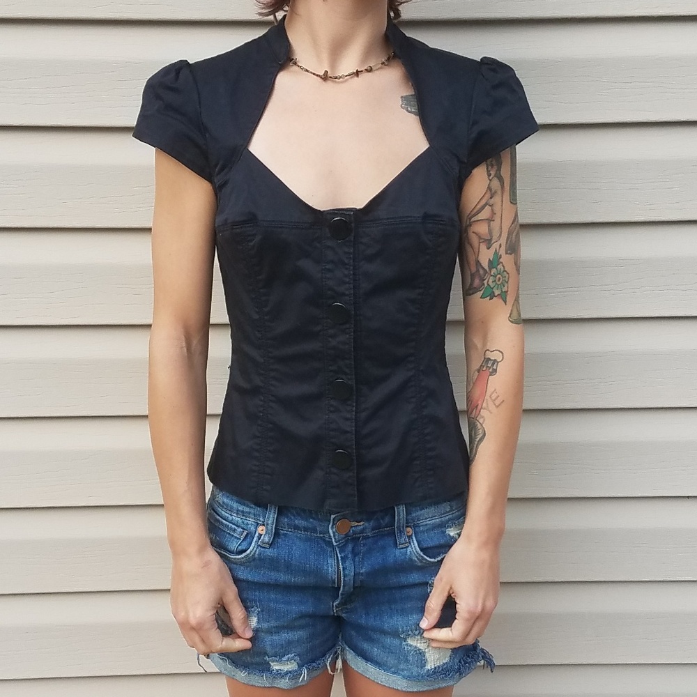 Guess stretch open neck top